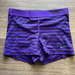 Nike pros striped shorts